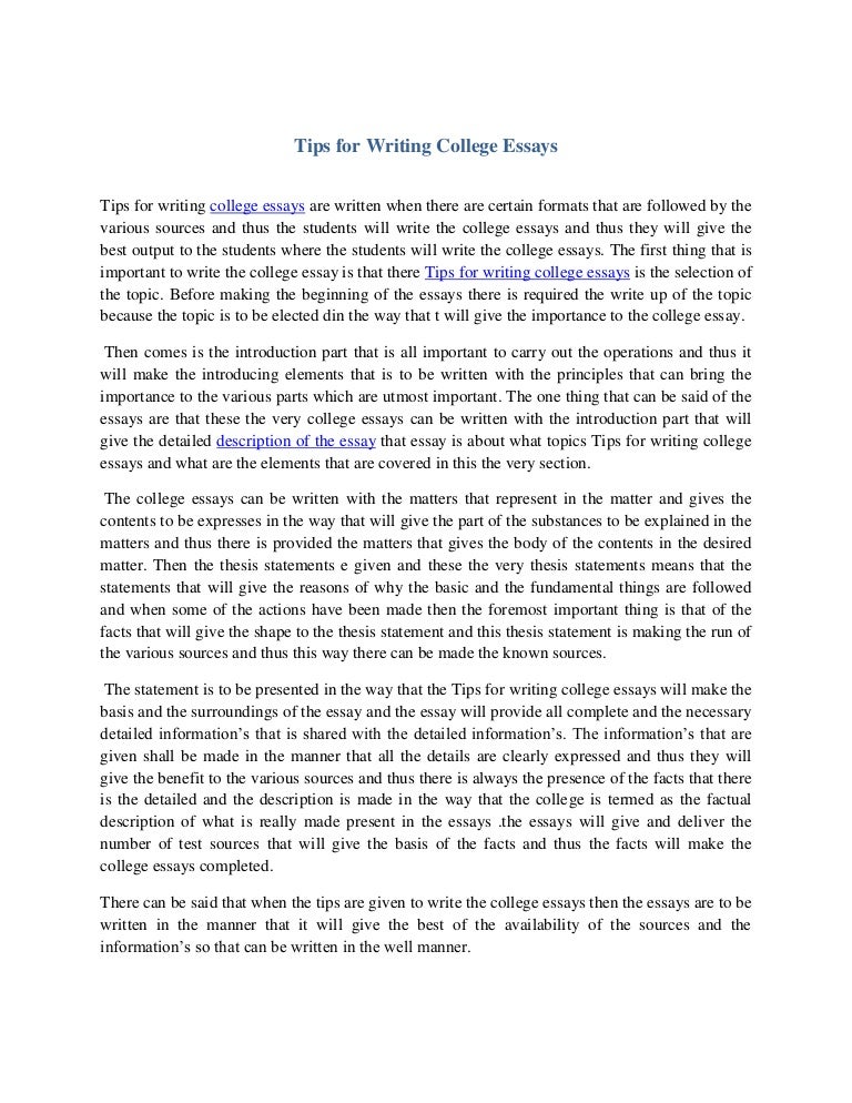 tips on writing college essays
