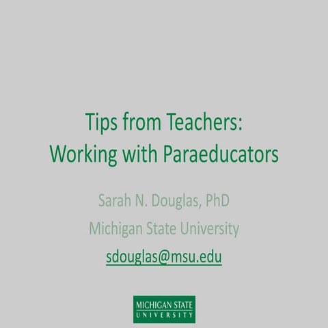 Tips From Teachers:  Working with Paraeducators