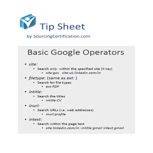 Google Boolean Operators - Tipsheet
