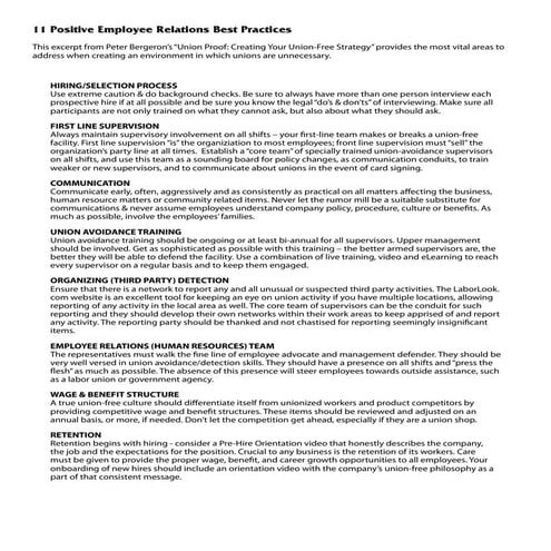11 Positive Employee Relations Best Practices