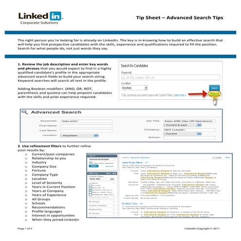 Tipsheet Advanced Search