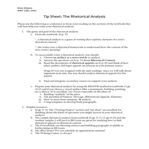 Tip sheet rhet analysis