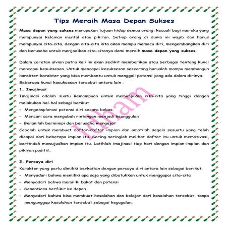 Tips Meraih Masa Depan Sukses Pdf