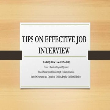 Tips on Effective Job Interview
