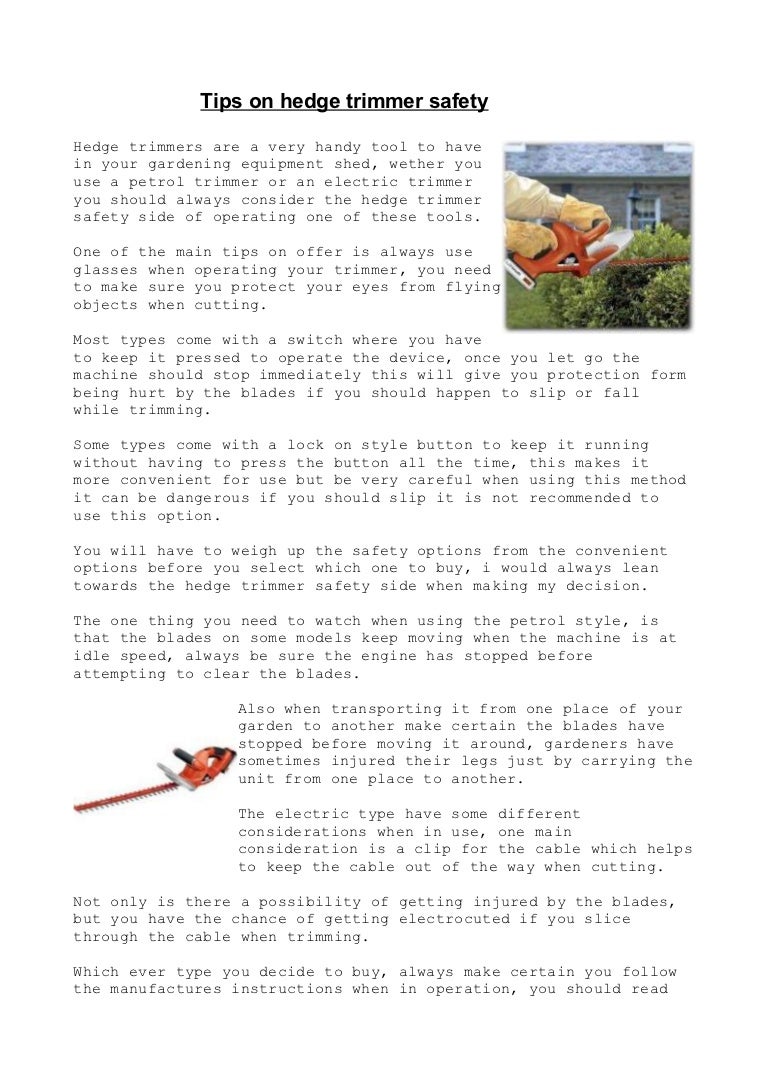 Tips on hedge trimmer safety