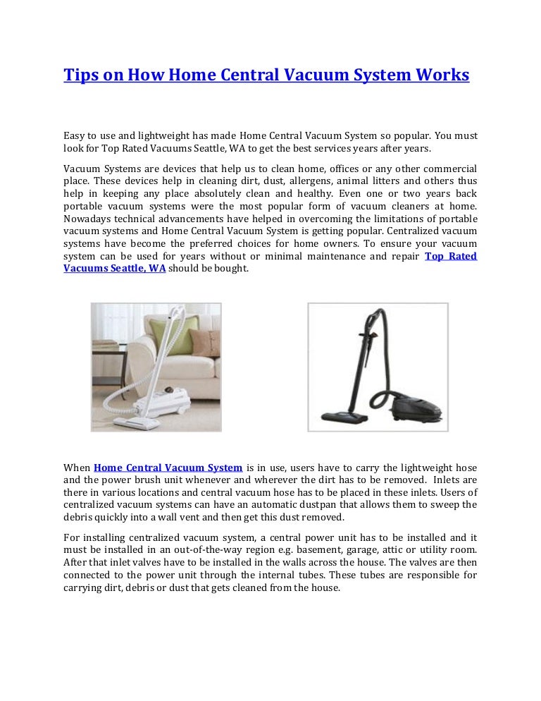 Tips on how home central vacuum system works
