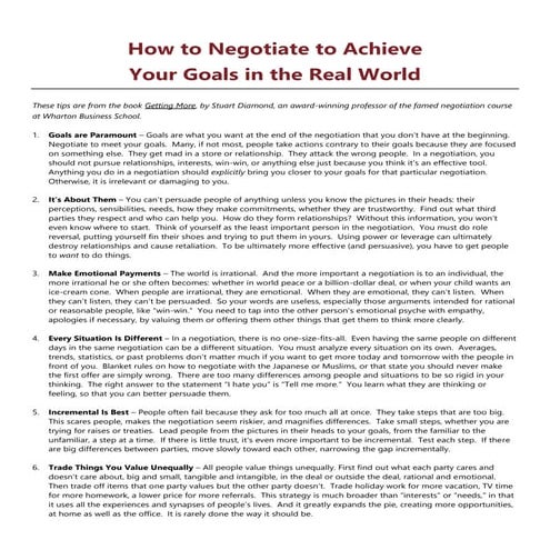 Tips on how to negotiate to achieve your goals