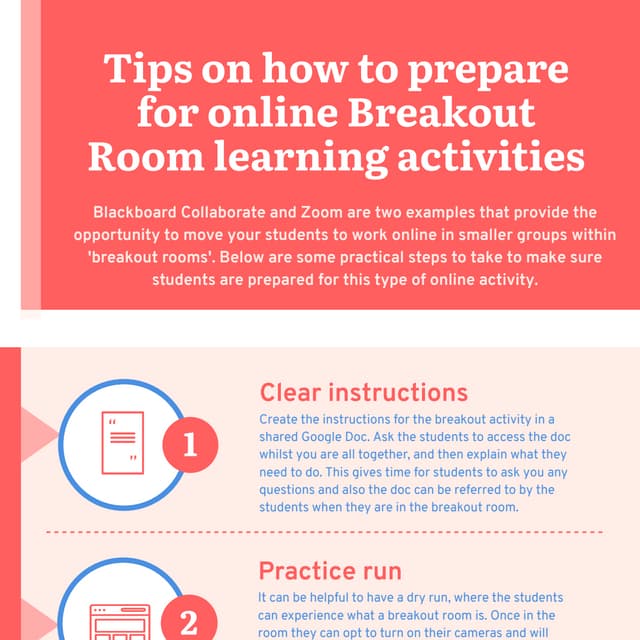 Tips on how to prepare for online breakout room learning activities