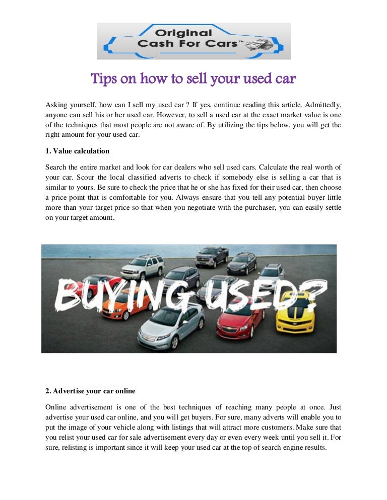 how do i sell a used car