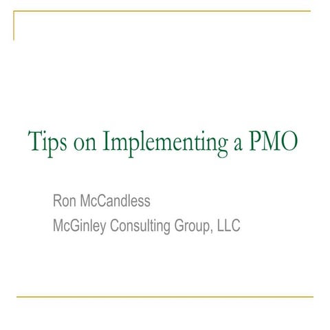 Tips on Implementing a PMO