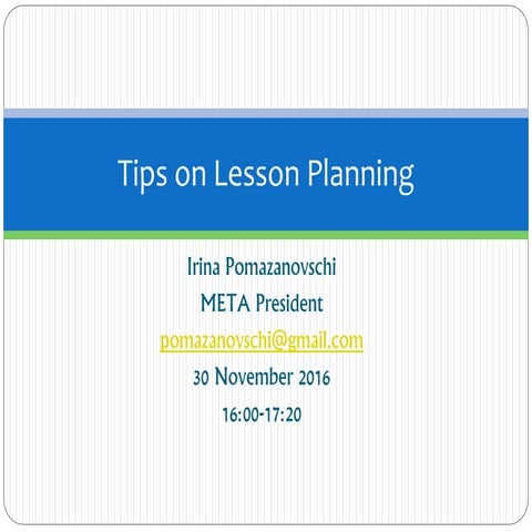 Tips on lesson planning