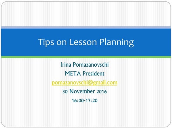 Tips on lesson planning