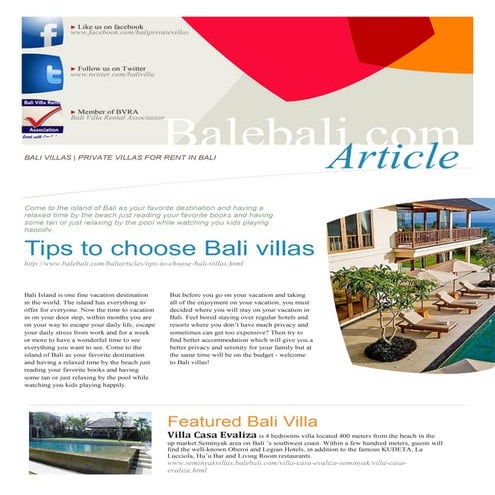 Tipstochoosebalivillas