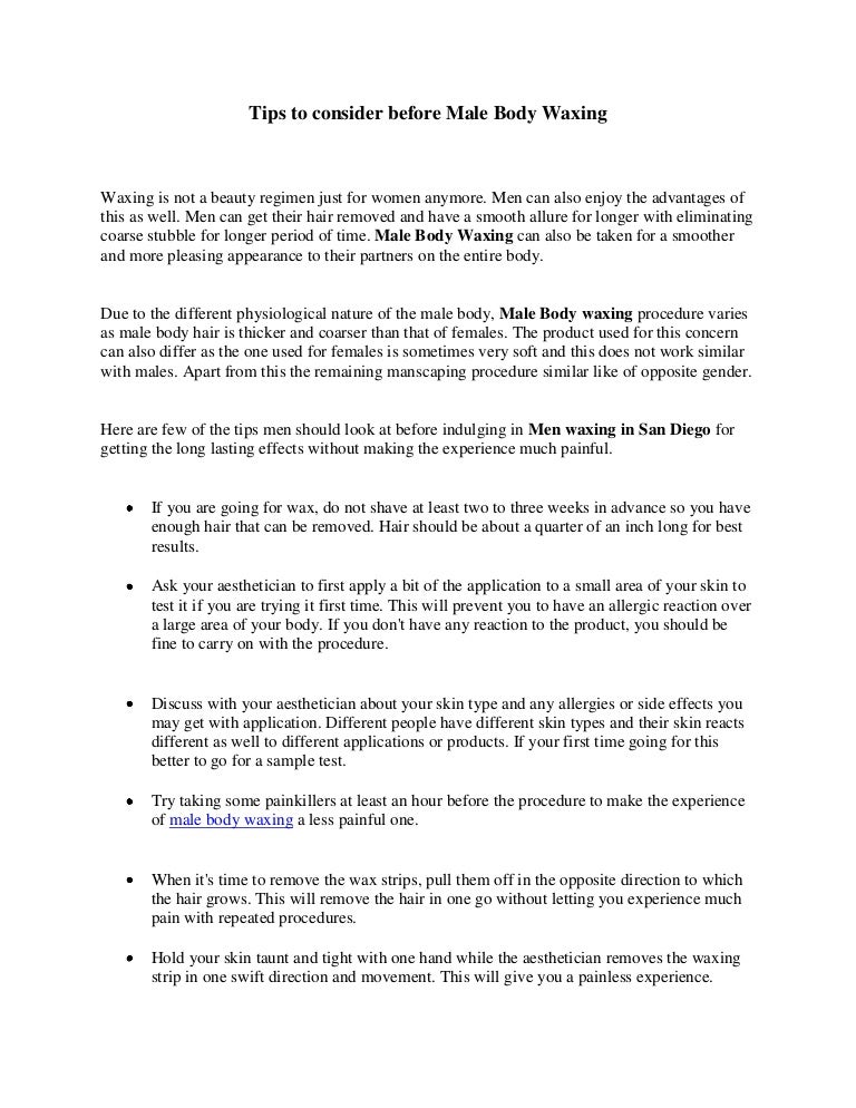 Tips To Consider Before Male Body Waxing