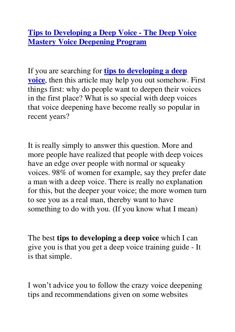 Tips to developing a deep voice the deep voice mastery voice deepen…