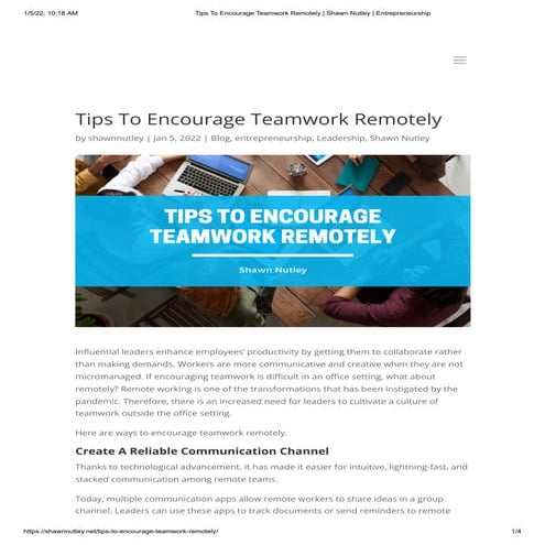 Tips To Encourage Teamwork Remotely