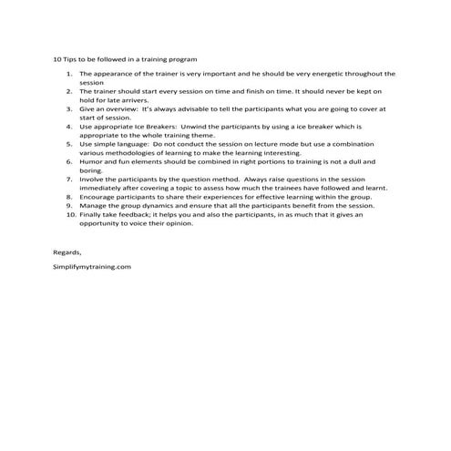 Tips to followed in a training program