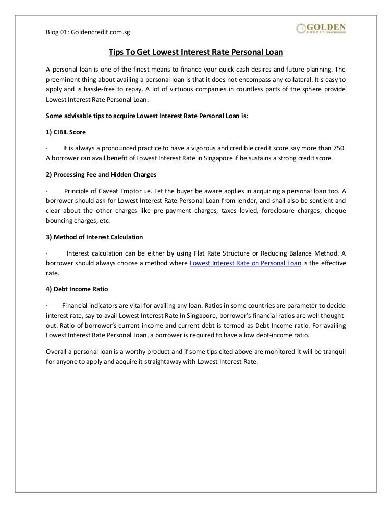 Tips To Get Lowest Interest Rate Personal Loan