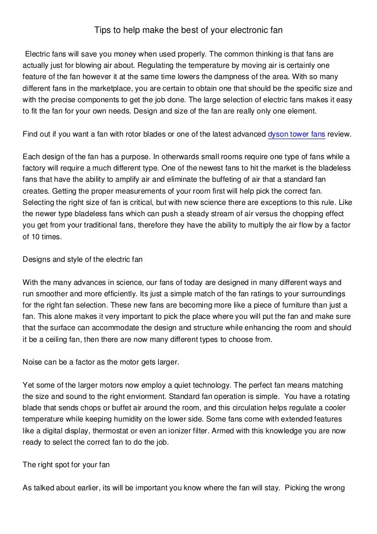 Proper way to make use of your electric fan