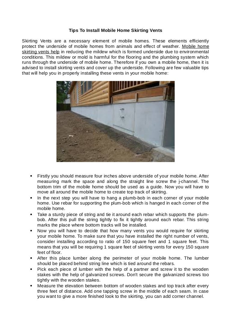 Tips to install mobile home skirting vents