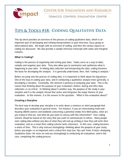 Tips & Tools #18 Coding Qualitative Data