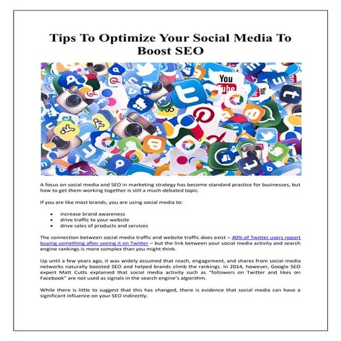 Tips to optimize your social media to boost seo