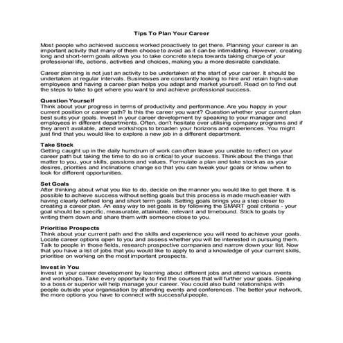 Tips to plan your career