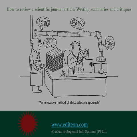 How to review a scientific journal article: Writing summaries and critiques