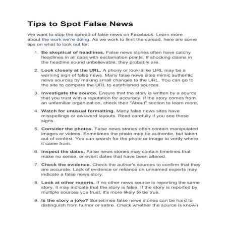 Tips to spot false news