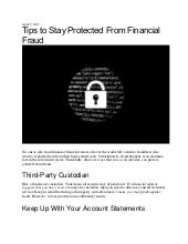 Tips to Stay Protected From Financial Fraud