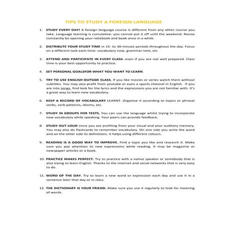 Tips to study a foreign language