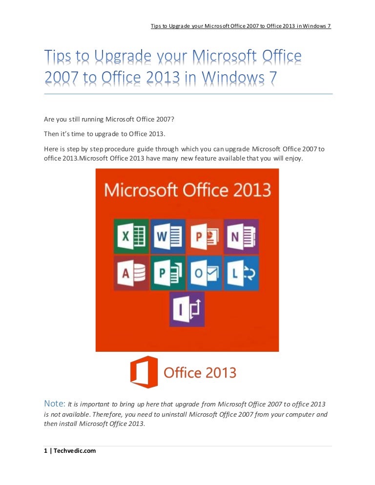 Tips To Upgrade Your Microsoft Office 2007 To Office 2013 In Windows 7