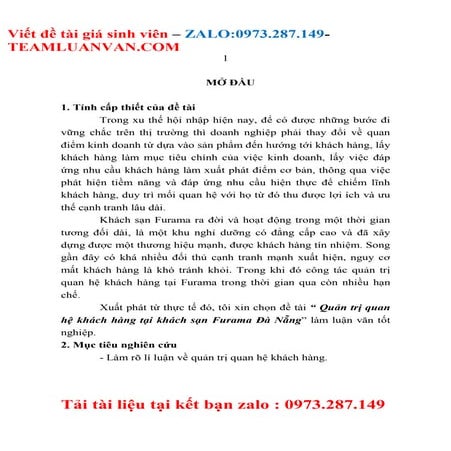 Đề Tài Quản trị quan hệ khách hàng tại khách sạn Furama Đà Nẵng.doc