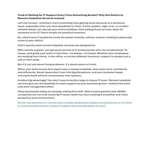 Outsource Your IT Helpdesk | PDF