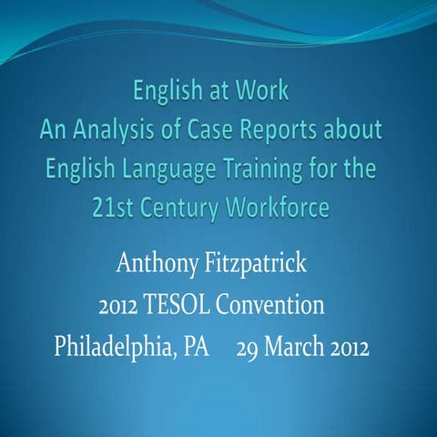 TIRF at 2012 TESOL - English at Work: International Workforce Training Programs