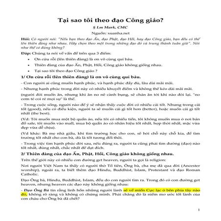 Tại sao tôi theo đạo công giáo