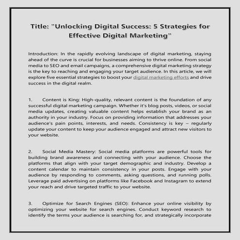The Ultimate Guide to Effective Digital Marketing Strategy - Volt ...