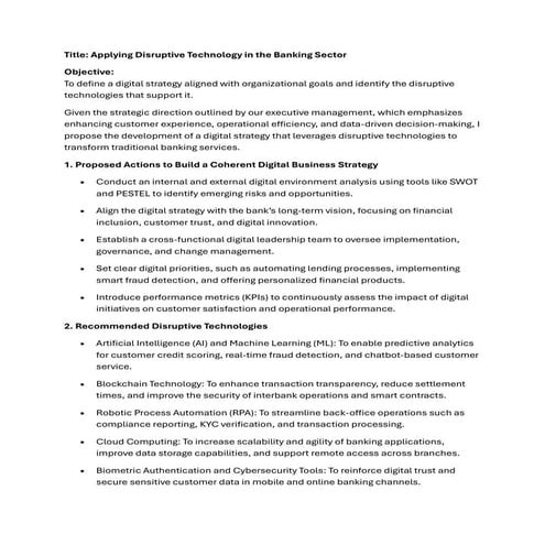 Title: Applying Disruptive Technology in the Banking Sector | PDF