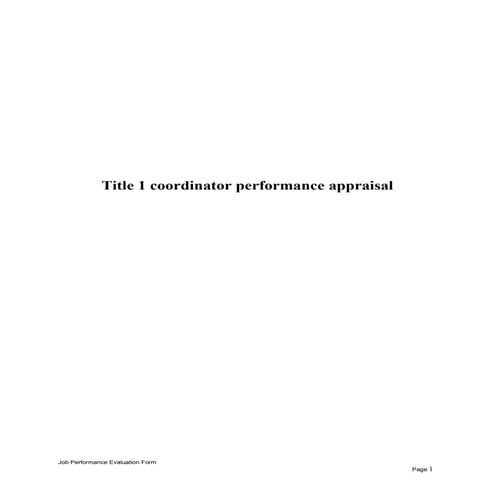 Title 1 coordinator performance appraisal