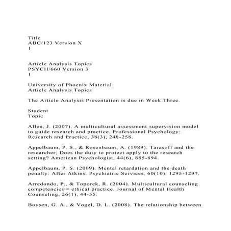 TitleABC123 Version X1Article Analysis TopicsPSYCH.docx