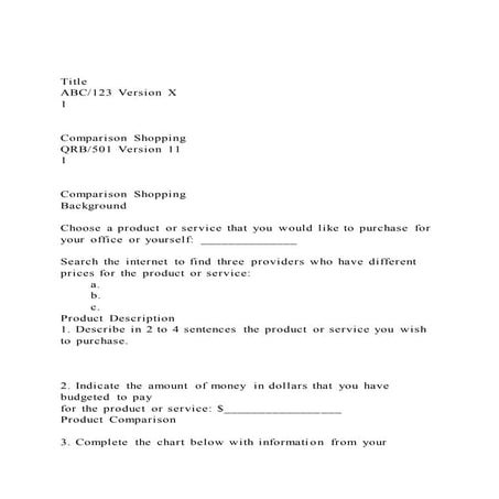 TitleABC123 Version X1Comparison ShoppingQRB501 Ve