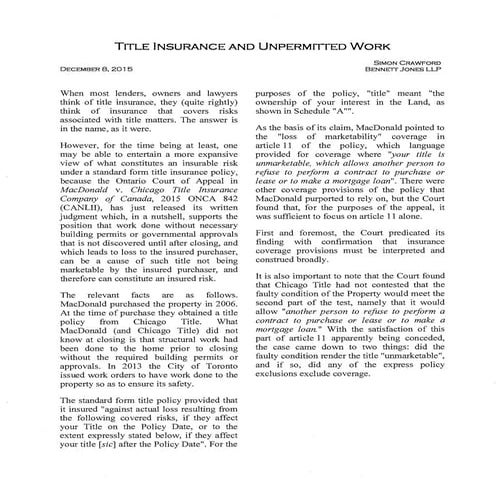 CONSTRUCTION DEFECT UPDATE - Insurance Coverage Litigation Section ...