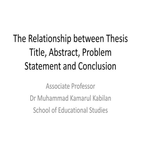 Title, problem statement &amp; conclusion