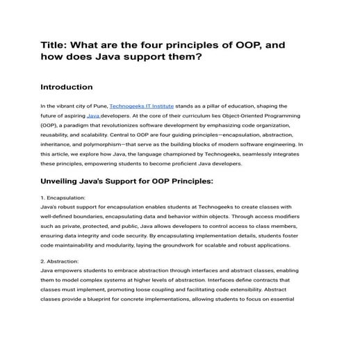 Title_ What are the four principles of OOP, and how does Java support ...