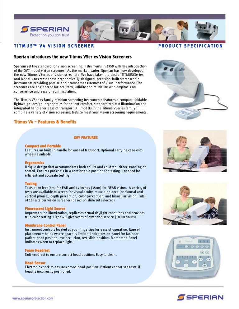 Titmus v4 Vision Screener product specs