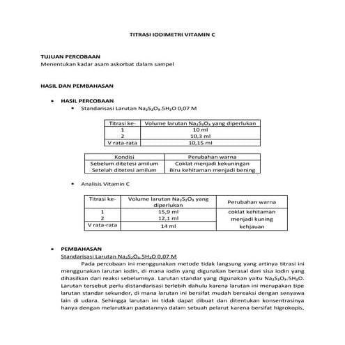 Titrasi iodimetri vitamin c