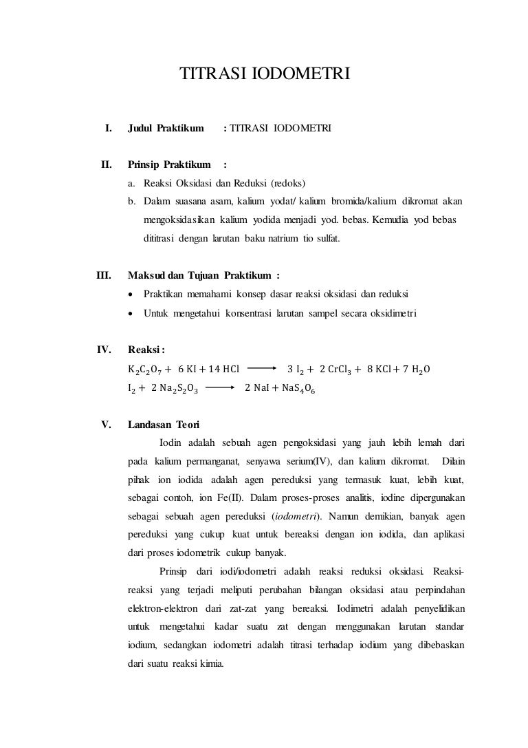 Laporantitrasi Iodometri Teknik Kimia