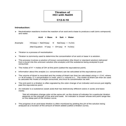 Titration of h cl with na oh - c12-5-10