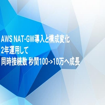 [社内共有会]AWS NAT-GW導入と構成変化 2年運用して 同時接続数 秒間100->10万へ成長
