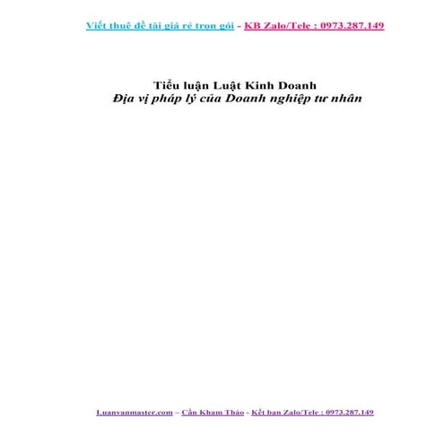 Tiểu Luận Địa Vị Pháp Lý Của Doanh Nghiệp Tư Nhân.doc